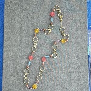 Lia Sophia Confetti Gold and Pink Necklace with Dainty Beads